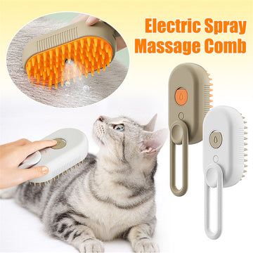 3-in-1 Rechargeable Steam Pet Grooming Brush – Detangler, Lo Fur Roller & Massager