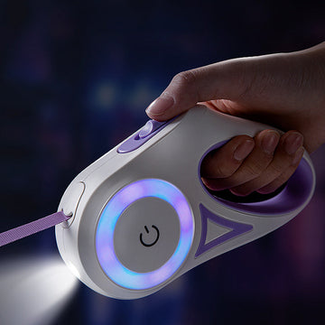 Retractable Dog Leash with Built-in Spotlight & Collar