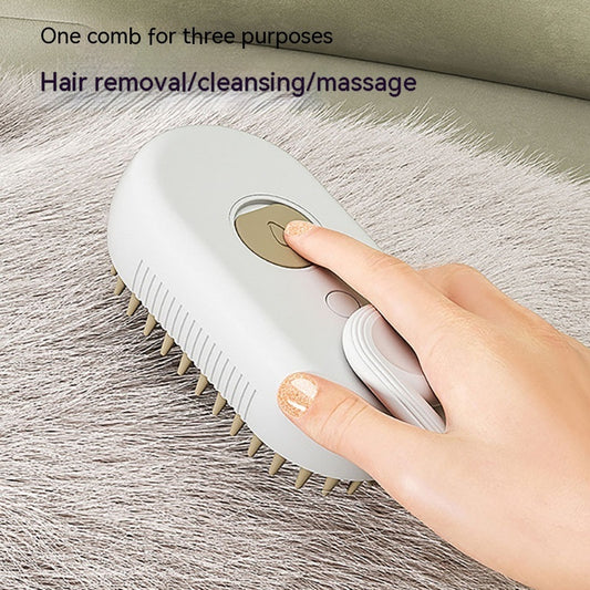 3-in-1 Rechargeable Steam Pet Grooming Brush – Detangler, Lo Fur Roller & Massager